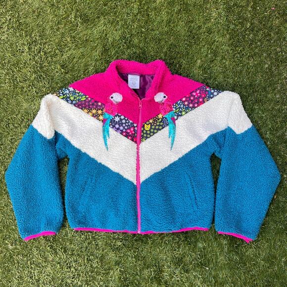 Disney Parks Encanto Fleece Sherpa Full Zip Colorblock Fuzzy Jacket Sweater Y13 - Picture 1 of 13